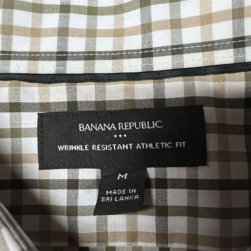Banana Republic Men's Wrinkle Resistant Athletic Fit Dress Shirt Size Medium